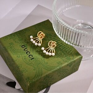 Gold Earrings with Pearl Accents
